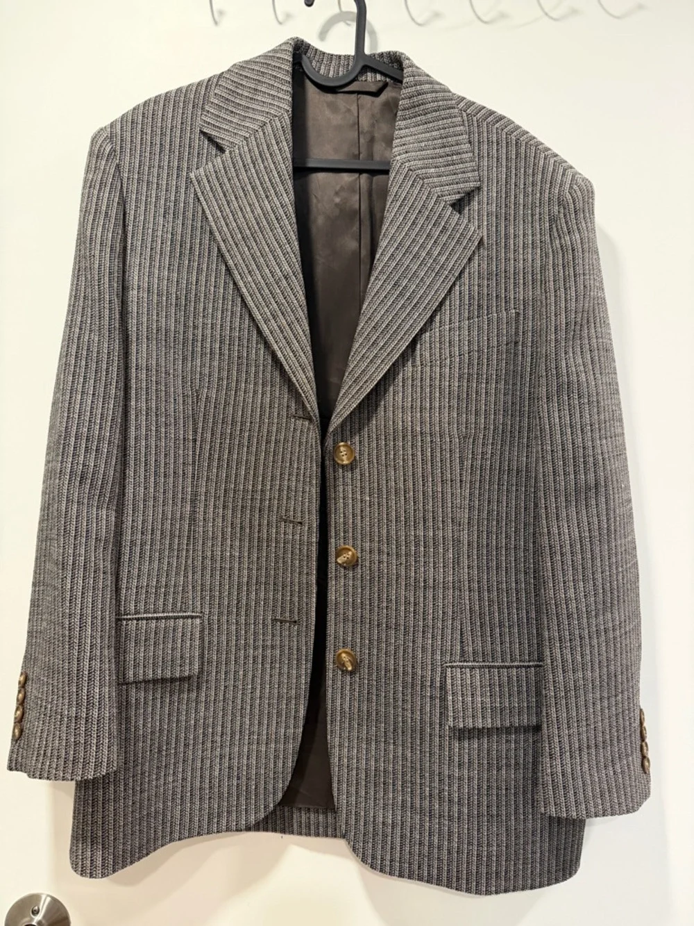 Acne Studios Multi Taupe Pinstripe Wool Blazer EU 32 / US 0 - Picture 3 of 7